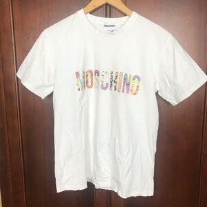 Moschino White Multicolor Logo Short Sleeve Tee